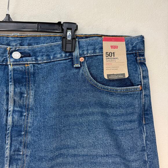 LEVI'S 501 STRETCH MEN'S 44 ORIGINAL STYLE DENIM SHORTS - Picture 2 of 6